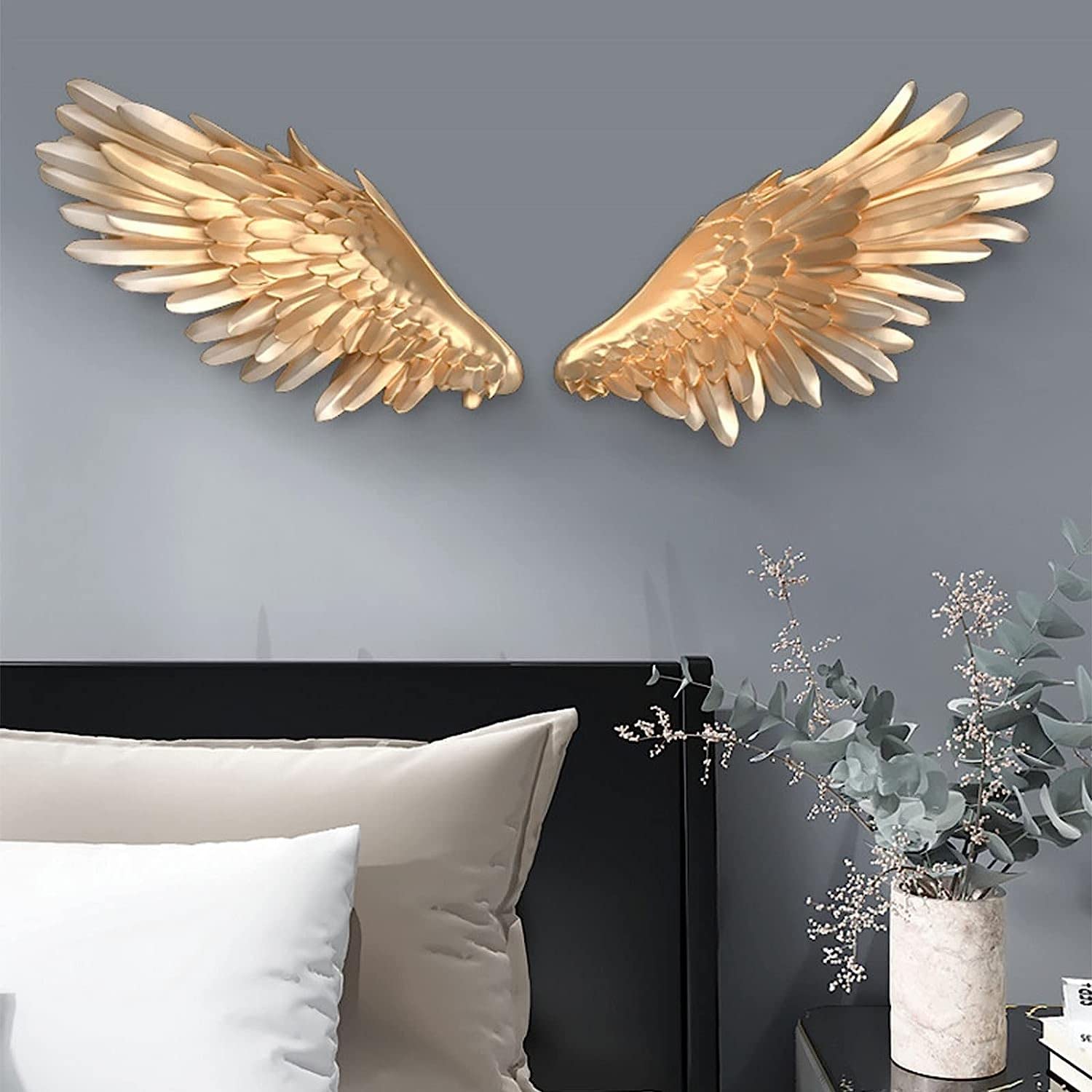 Amazon.co.jp: 金属の天使の​​翼の壁の彫刻、装飾的な大きな翼の壁の